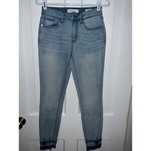 Judy Blue Women's Light Wash Skinny Fit Denim Jeans Frayed Hem Size 1/25